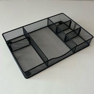 Black Wire Mesh Pencil & Stationery Desktop Organizer